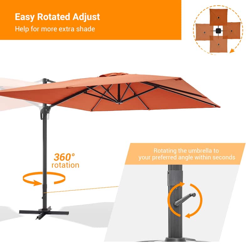 LIVOOSUN 10x10ft Cantilever Patio Offset Hanging Umbrellas