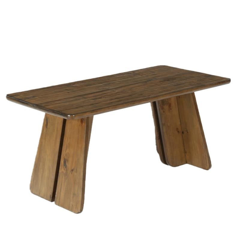 63-Inch Solid Pine Dining Table Rustic Wooden Kitchen Table - N/A