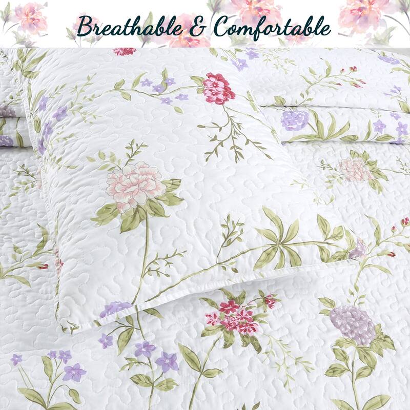 Cozy Line Lucie Floral 3-piece Quilt Bedding Set