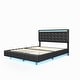 preview thumbnail 8 of 9, Queen Size Floating Bed Frame with Lights and USB Charging, Modern Upholstered Platform LED Bed with Slat Support