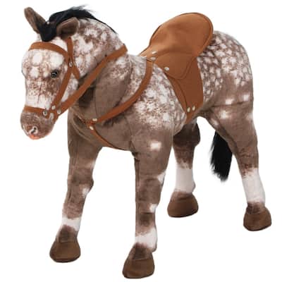 Kids Ride-On Horse Toy with Realistic Horse Sounds and Soft Polyester Seat Metal Support Frame - 33.5" L x 11" W x 23.6" H