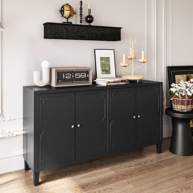 Accent Cabinet 4 Door Wooden Cabinet Sideboard Buffet Server Cabinet Storage Cabinet