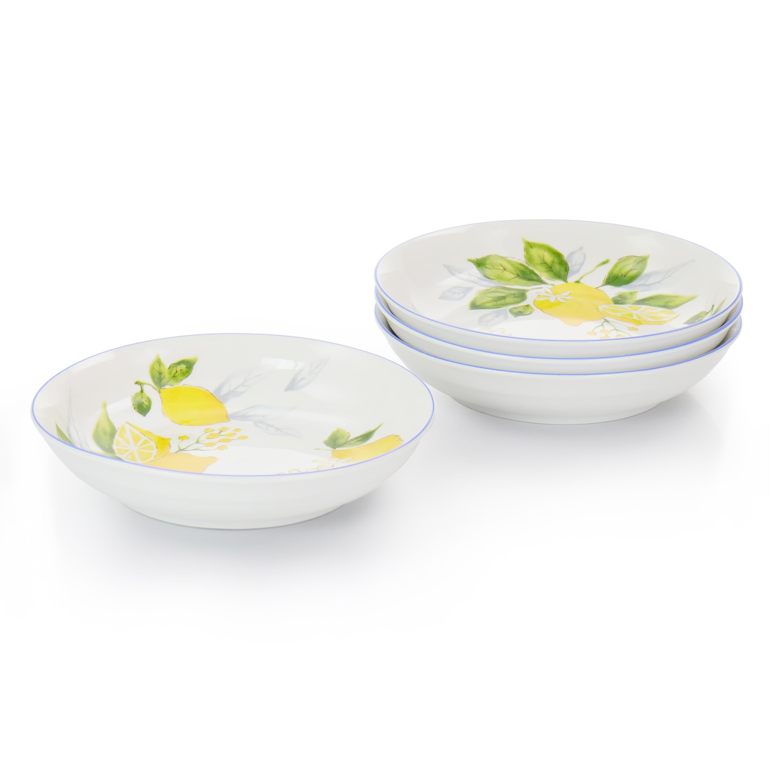 Gibson Home Tijuana 5 Piece Fine Cermic Pasta Bowl Set in White and Multi