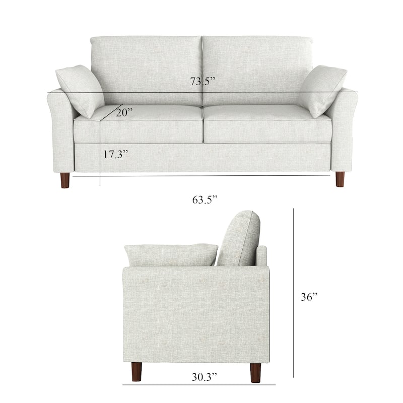 Polyester 3-Seat and 2-Seat Sofa with Cushions