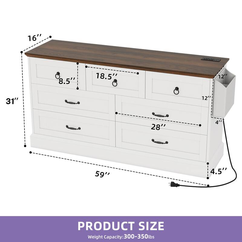 Moasis 7 Drawers Dresser Chest of Drawers Storage Organizer For Bedroom