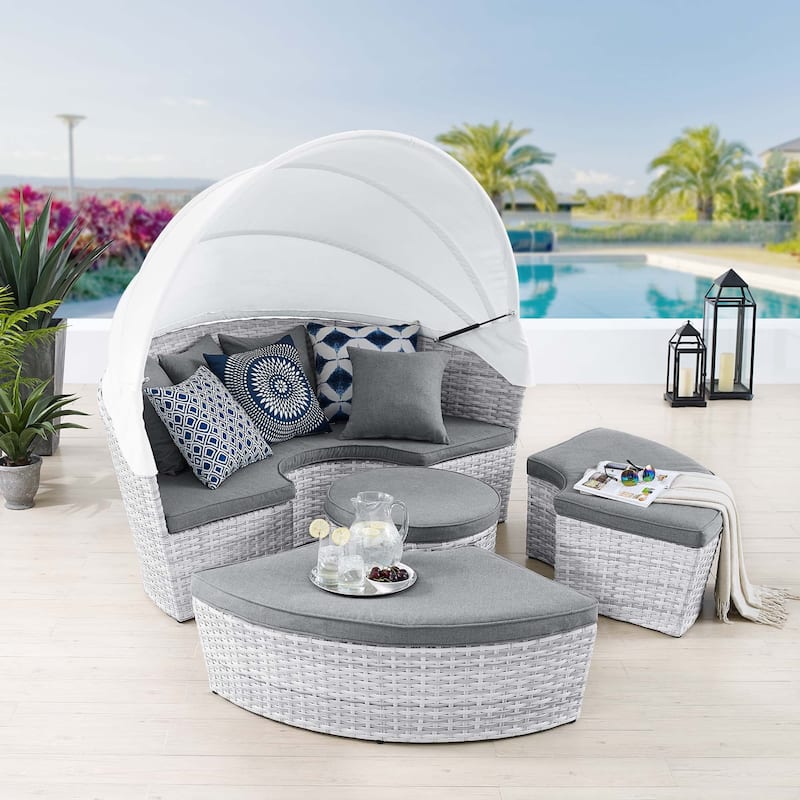 Scottsdale Canopy Sunbrella® Outdoor Patio Daybed - Gray
