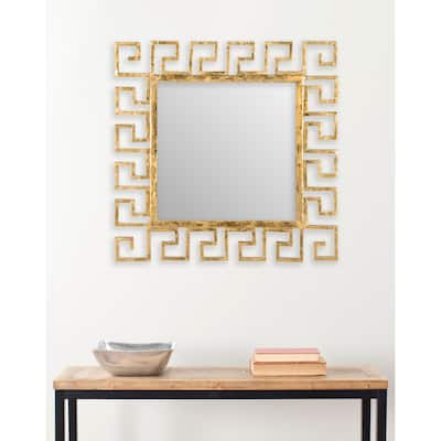 SAFAVIEH Eliana Greek Key Antique Gold 23-inch Square Decorative Mirror - 23" x 0.5" x 23" - 23Wx1Dx23H