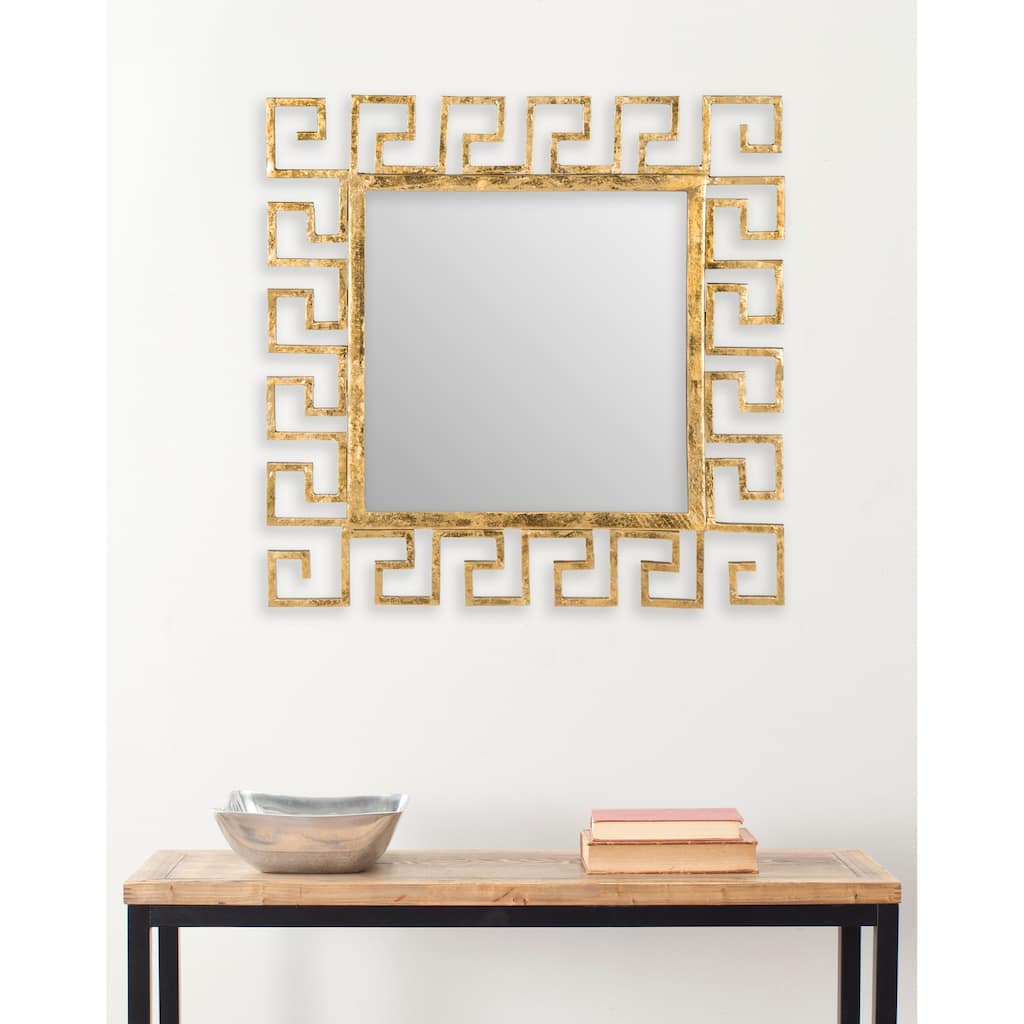 SAFAVIEH Eliana Greek Key Antique Gold 23-inch Square Decorative Mirror - 23" x 0.5" x 23" - 23Wx1Dx23H