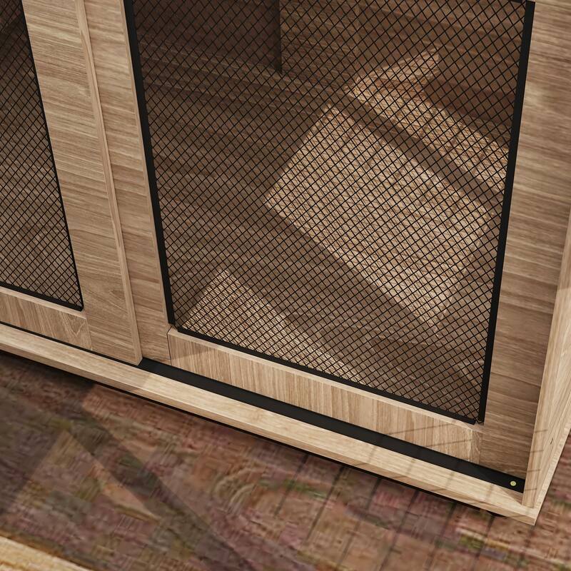 PawHut Dog Crate Furniture, 39" Dog Kennel Furniture End Table with Sliding Barn Door, Dog Cage Table for Large Dogs