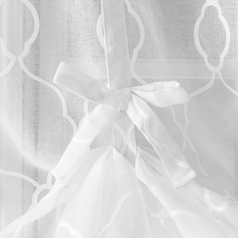 No. 918 Allerton Embroidered Trellis Rod Pocket Window Tie-up Shade - 52" x 63" - 52" x 63"