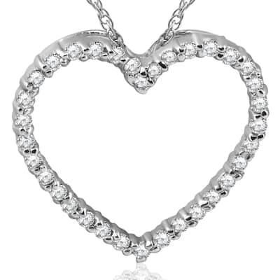 White Gold 1/2ct Lab Grown Diamond Heart Pendant 18" Necklace