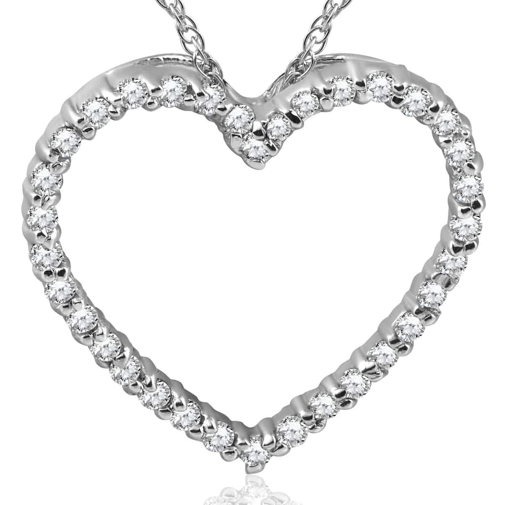 White Gold 1/2ct Lab Grown Diamond Heart Pendant 18" Necklace