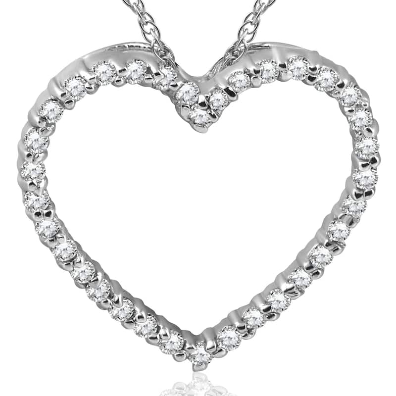 Bliss Diamond White Gold 1/2ct Diamond Heart Pendant Necklace - White