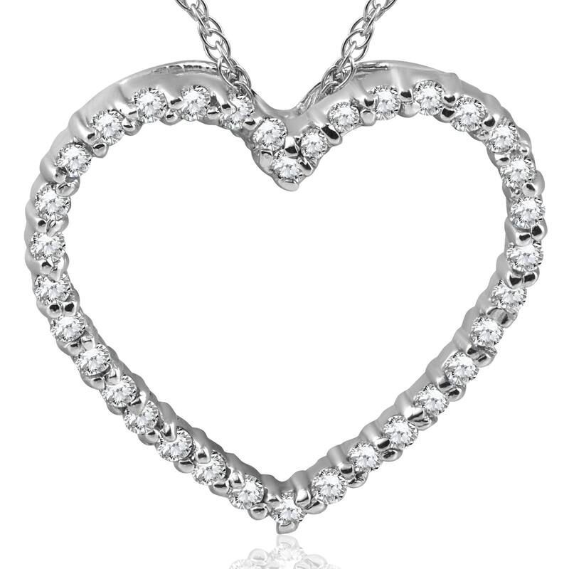 Bliss Diamond White Gold 1/2ct Lab Grown Diamond Heart Pendant 18" Necklace - White - 18 Inch