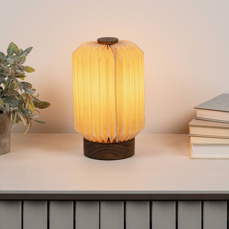 Banks Modern Minimalist Paper Pleated Column Accent LED Table Lamp - Natural - 8.5"