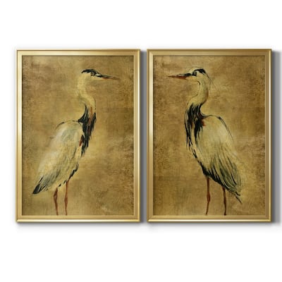 Gold Crane at Dusk I Premium Framed Print - Ready to Hang - Multi-Color