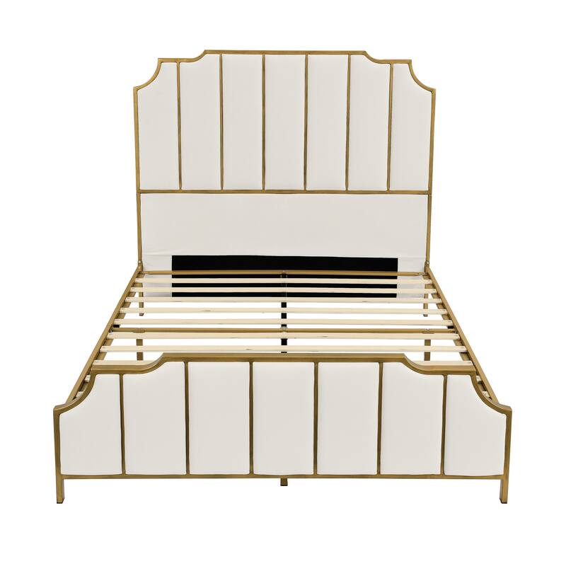 Upholstered Platform Bed with High Headboard, Queen Bed Frame Master