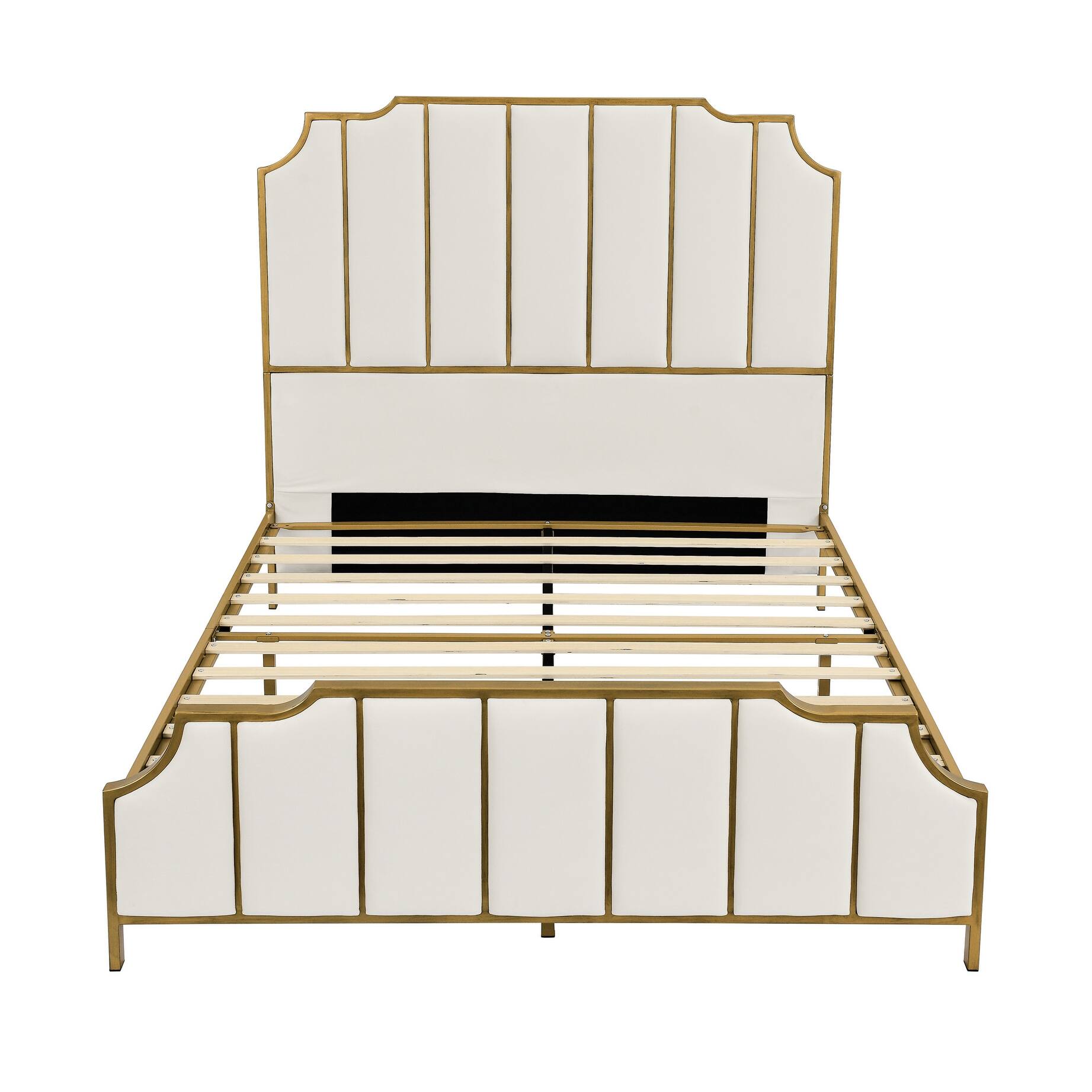 White Platform Bed Master Bedroom Queen Bed Frame with High Headboard