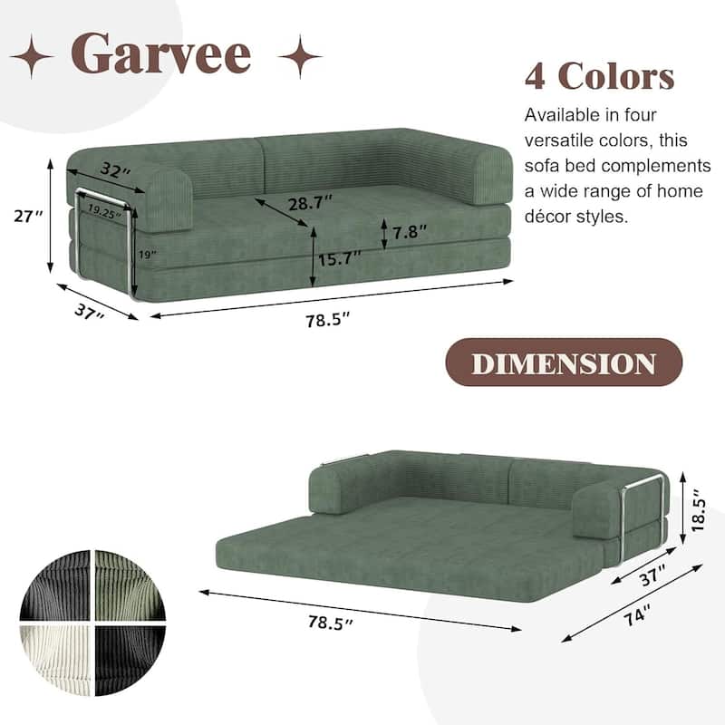 1 PC Convertible Modular Sleeper Sofa Bed for Living Room Lounge Studio