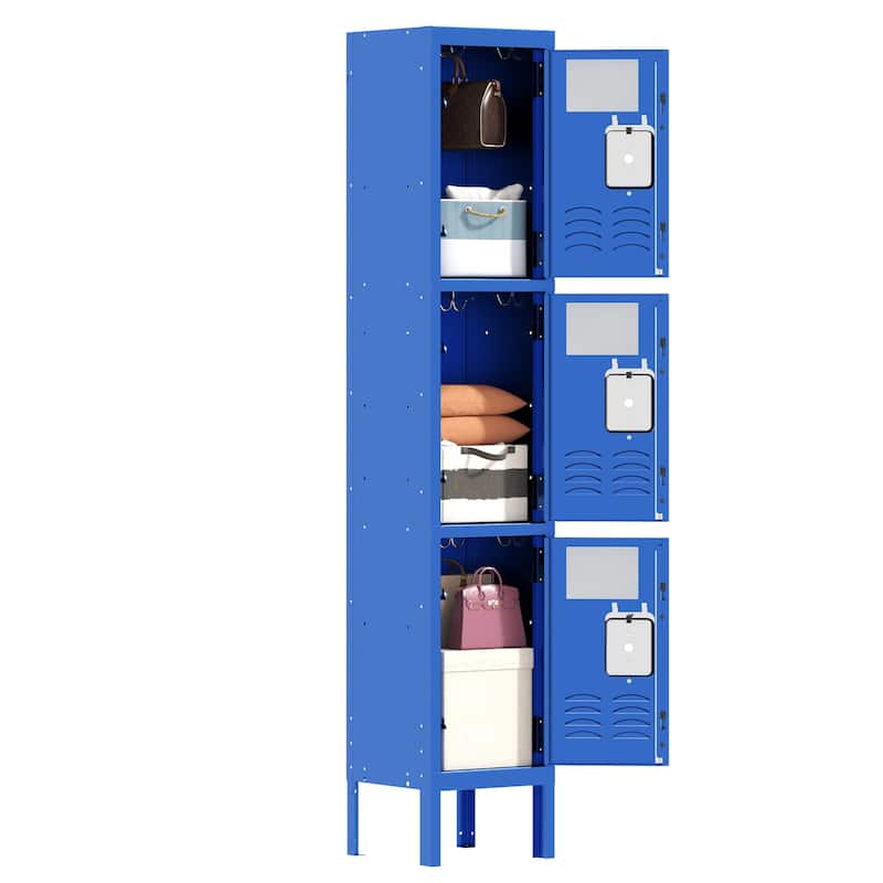 66"H Metal Lockers for Employees with 3 Door Storage Locker for Employees Gym School Home Office Garag