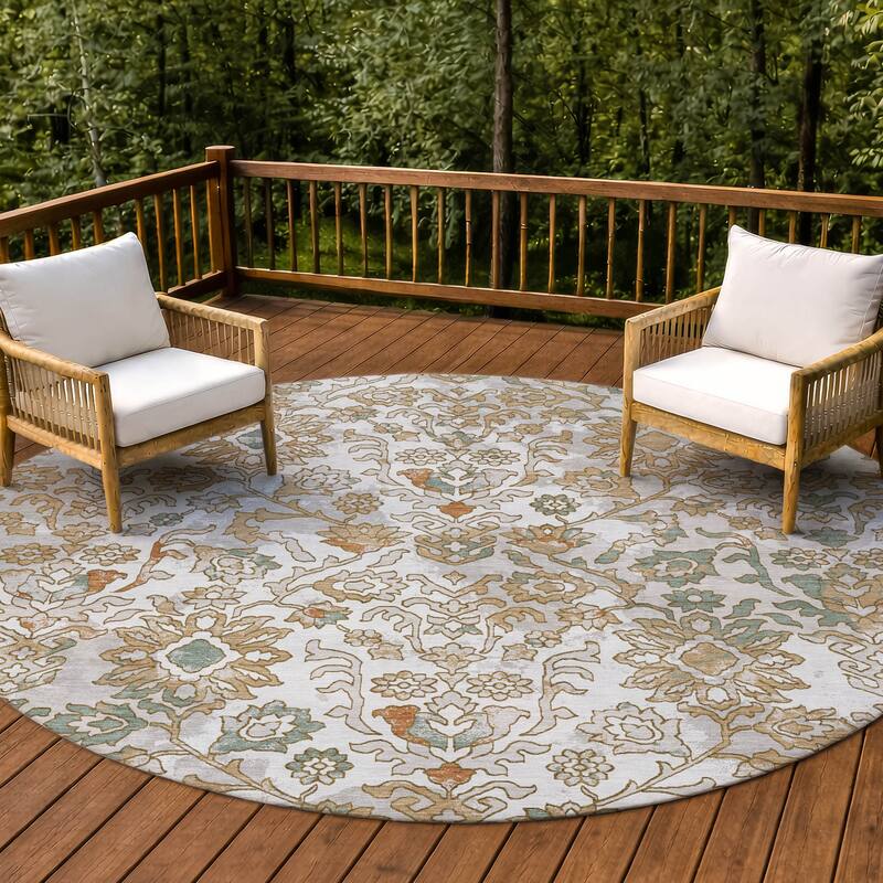 Machine Washable Indoor/ Outdoor Global Avon Chantille Rug - Ivory - 8' x 8'