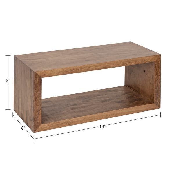 dimension image slide 3 of 4, Kate and Laurel Holt Open Cubby Wooden Floating Wall Shelf