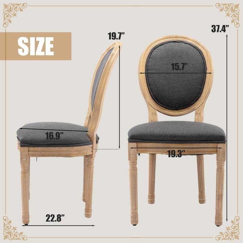 Upholstered French Style Nailhead Dining Chairs(Set of 6)