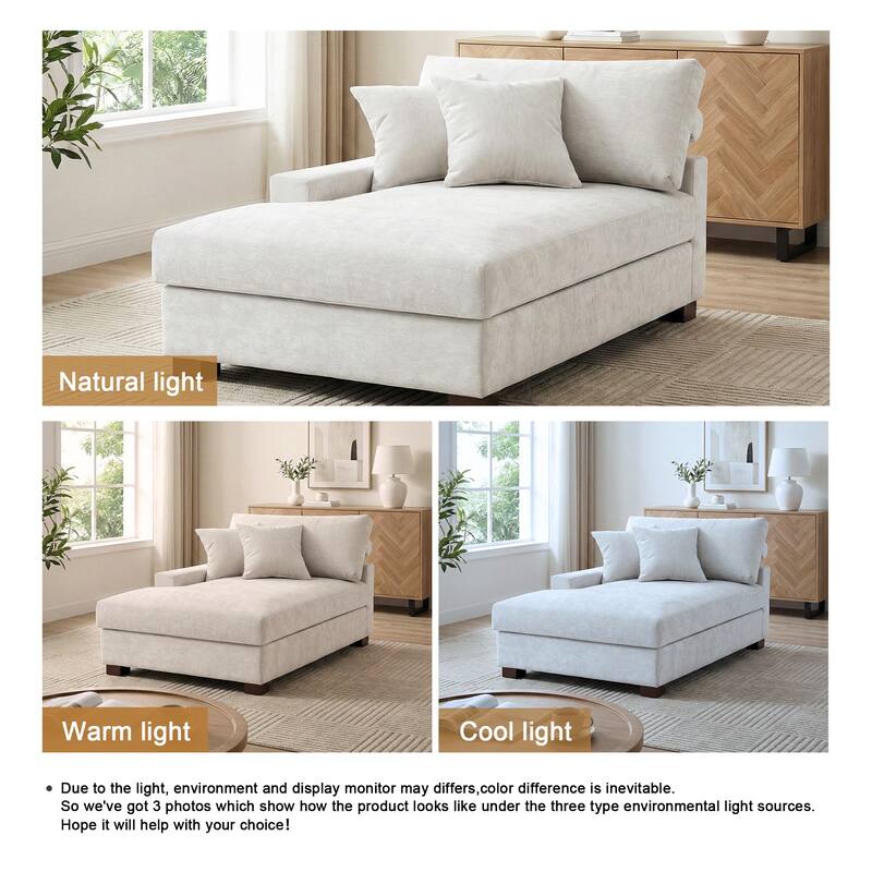 40.8"W Modern Chenille Upholstered Chaise Lounge with Pillow