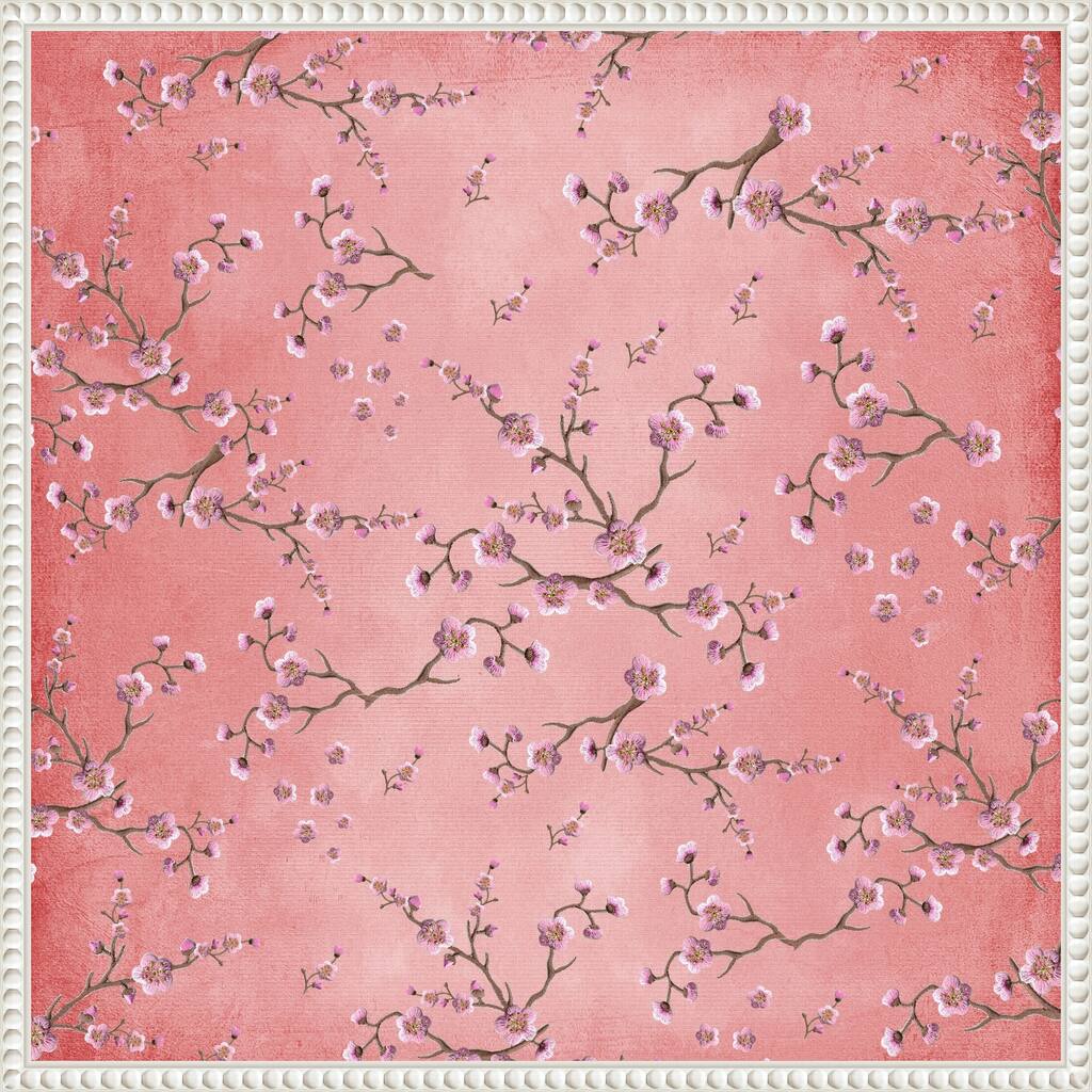 Sakura Love Coral by Monika Strigel Framed Canvas Wall Art Print