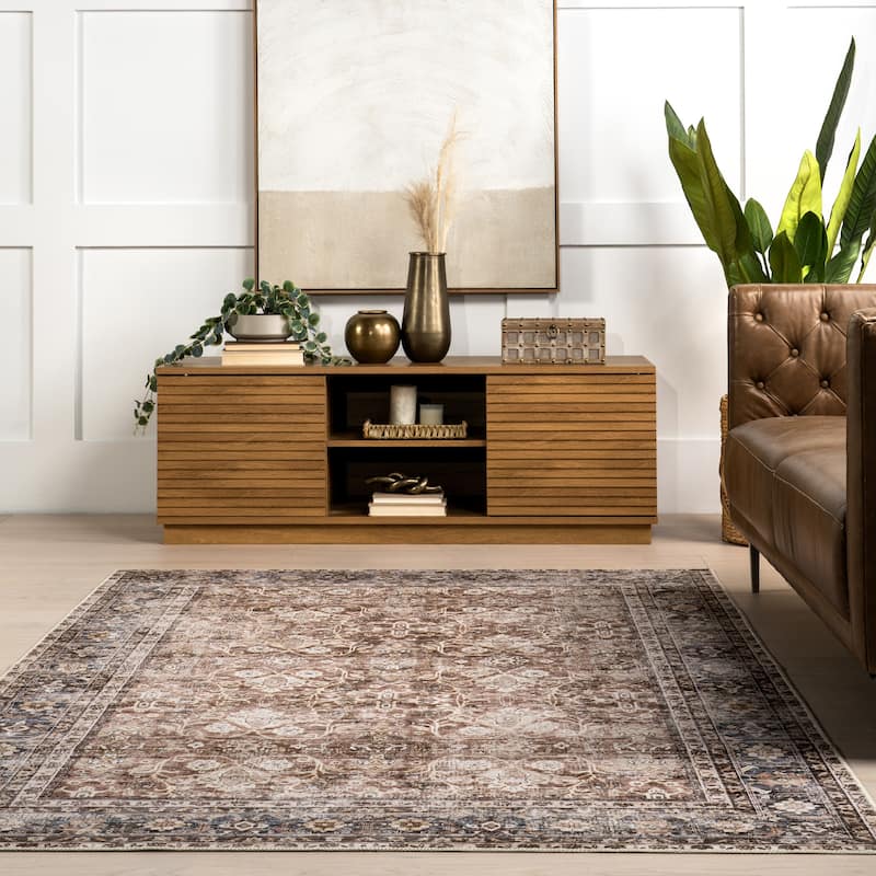 Nuloom Freesia Faded Floral SplashGuard Machine Washable Area Rug