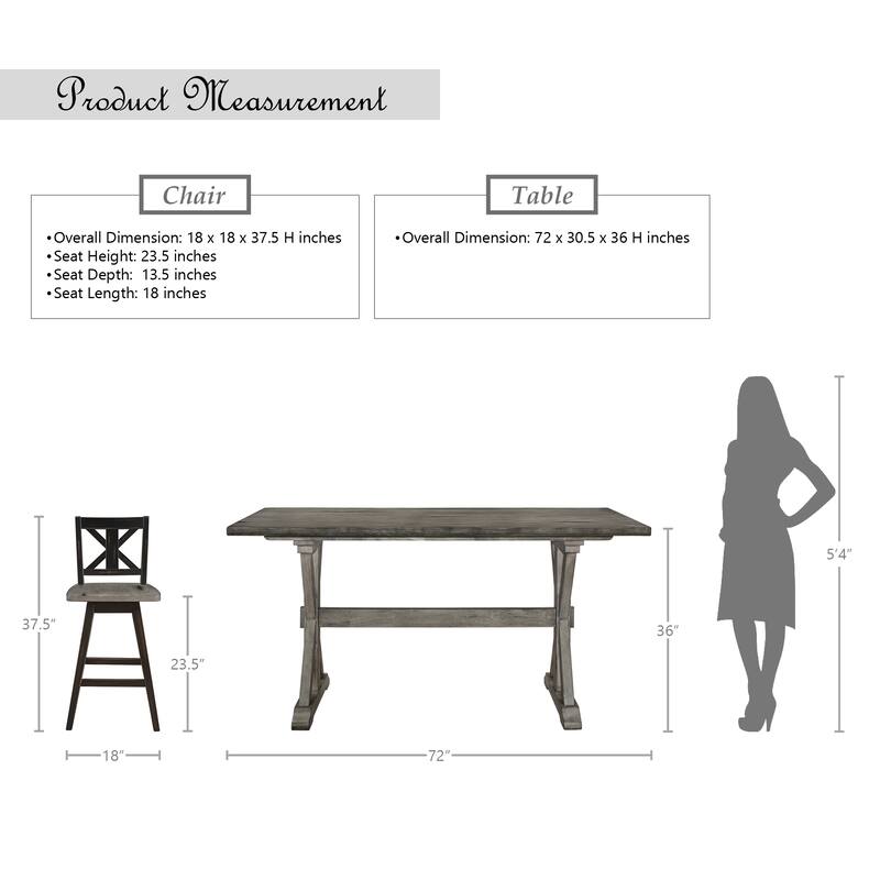 Roux Wood 5-Piece Counter Height Dining Set