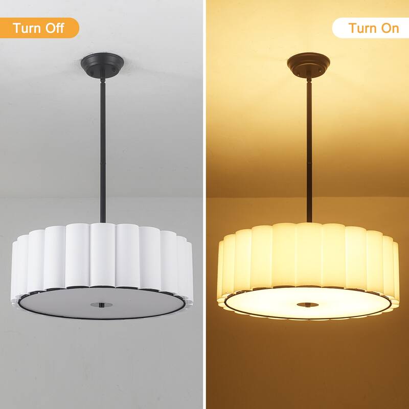 5 Light Simple Modern Pendant with Fabric Shade Adjustable Height Bulb Not Included