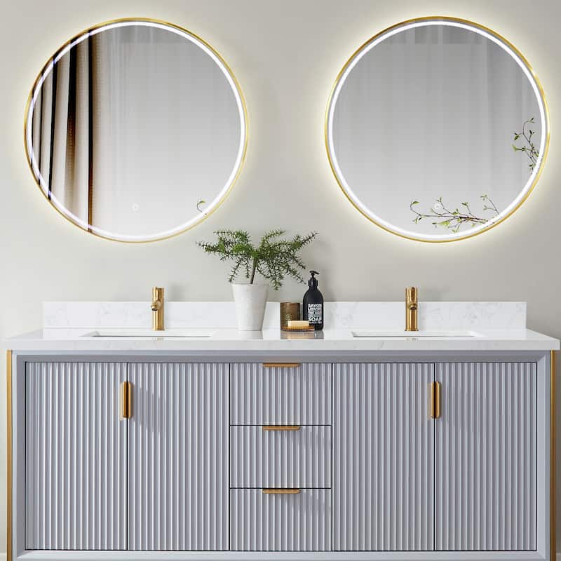 Malaga Composite Stone Vanity Top with White Rectangular Sink