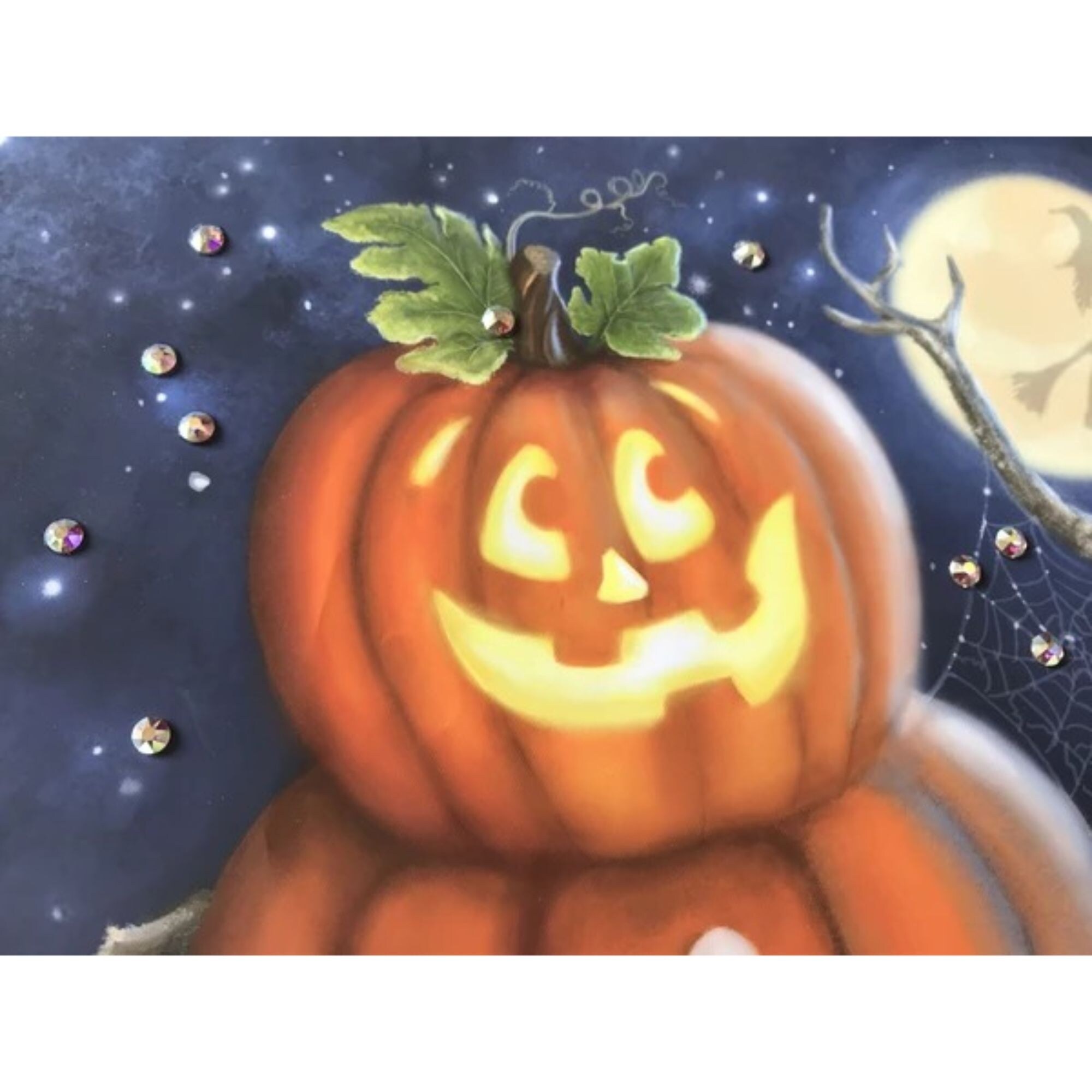 Shop Navy Blue And Orange Pumpkin With Swarovski Crystals Square