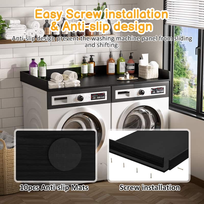 VEIKOUS Bamboo Washer Dryer Countertop, Laundry Room Organization Topper with Anti-Slip Design