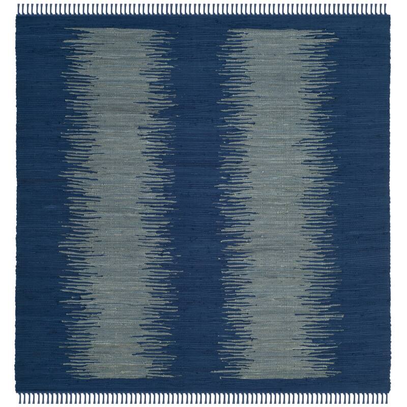SAFAVIEH Handmade Flatweave Montauk Darcy Casual Cotton Rug - 6' Square - Navy