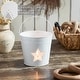 preview thumbnail 5 of 4, Metal Bucket w/ Star Cutout White 6x6.5x5