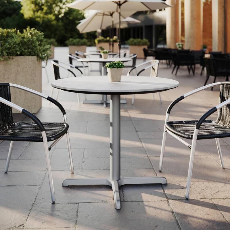 Commercial All-Weather HPL Tabletop with Crisscross Base - 36"W x 36"D x 31"H
