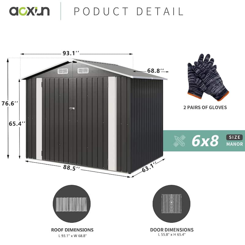 Metal Outdoor Storage Shed 8'x 6'