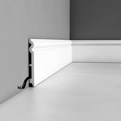 Orac Decor High Impact Polystyrene Baseboard Moulding Primed White 5-3/8in H x 78in Long