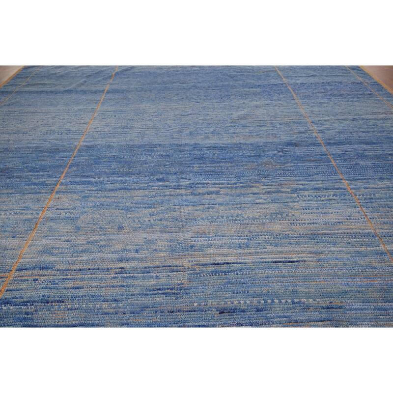 Blue Moroccan Oriental Large Area Rug Hand-Knotted Wool Carpet - 12'0" x 15'7"