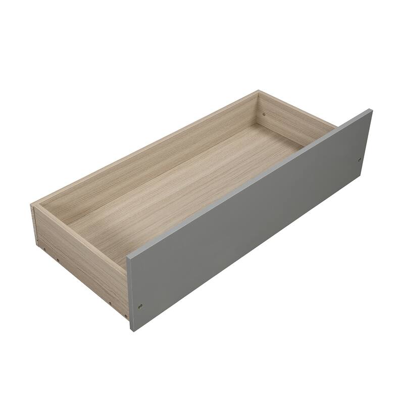 Twin Pine Platform Bed with Drawers & Slat Headboard