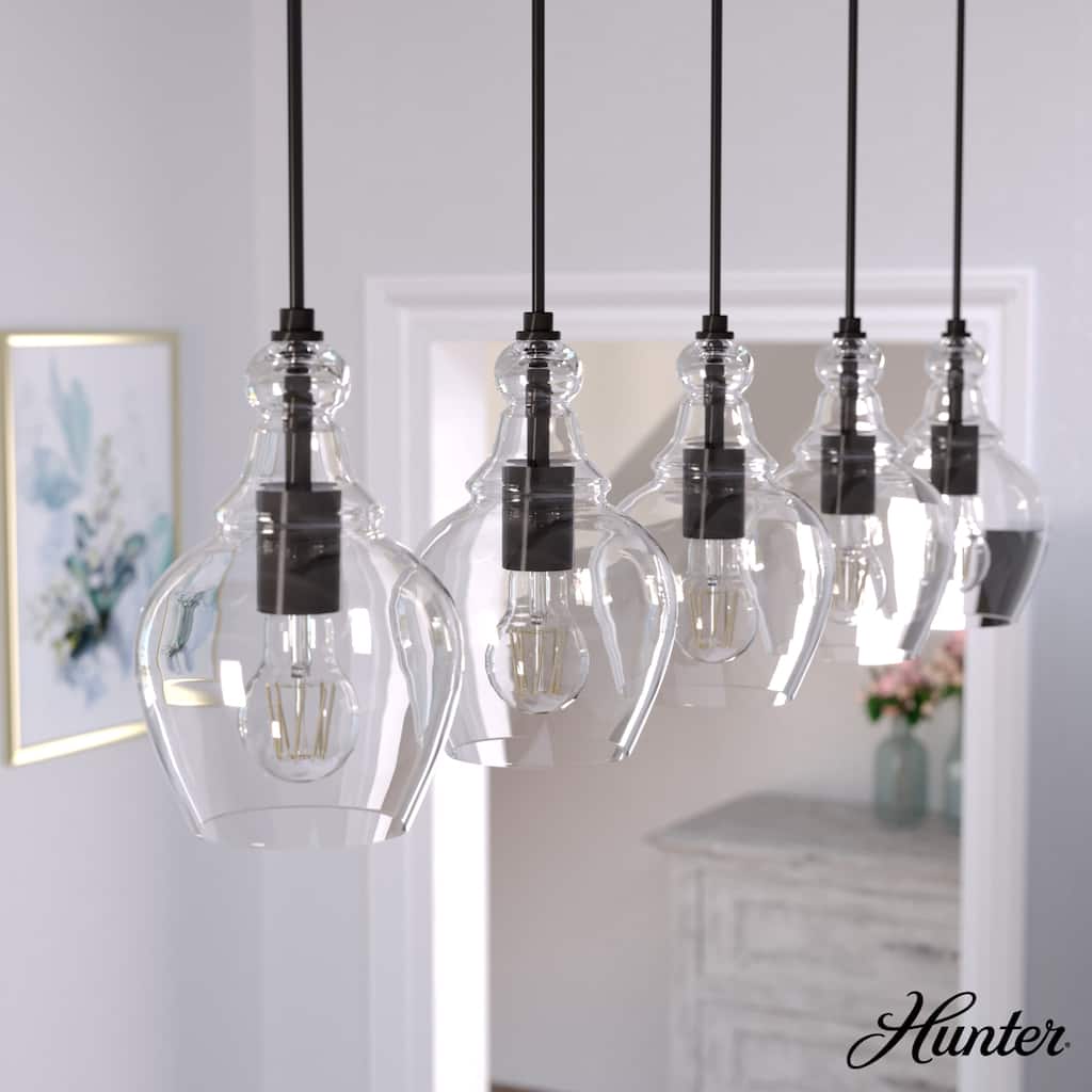 Hunter Maple Park 5 Light Linear Cluster Ceiling Light - Kitchen Island, Dining room, Modern Farmhouse, Contemporary - 42"