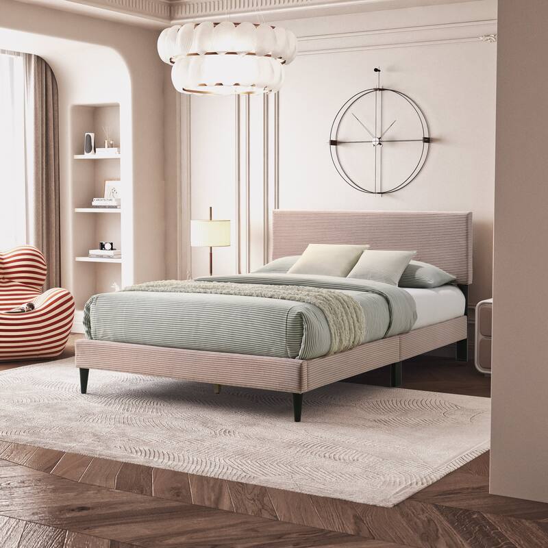 Bayson Wood Frame Queen Platform Bed With Headboard