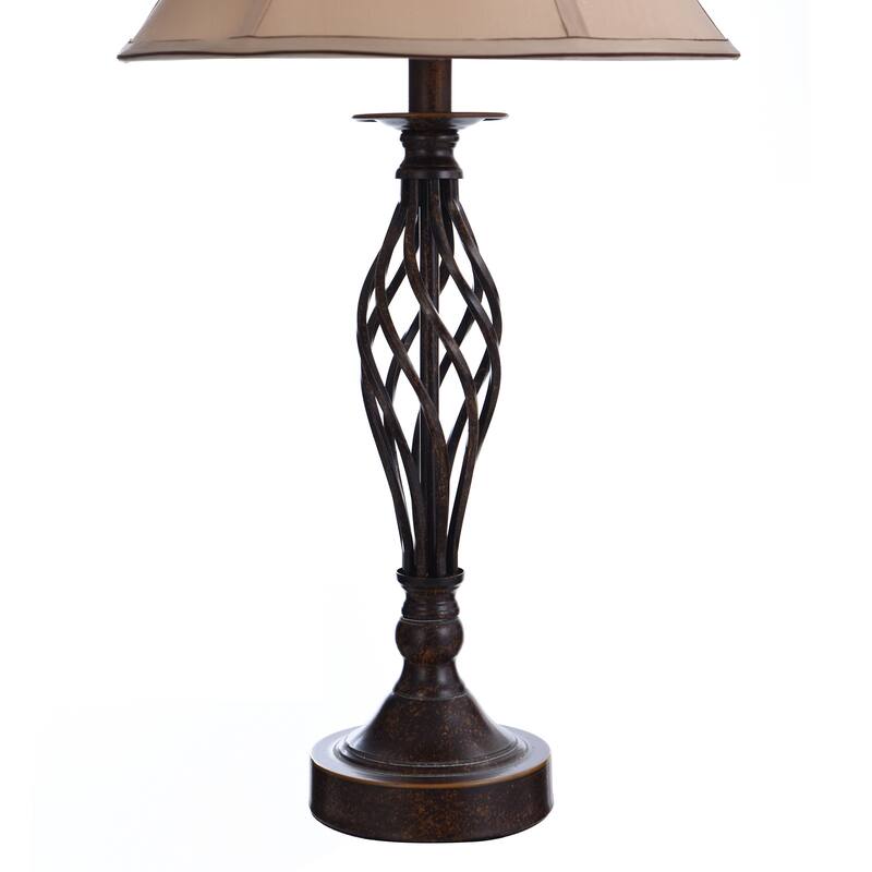 StyleCraft Barclay Brass Table and Floor Lamp Set - White Silk Shade (Set of 3)