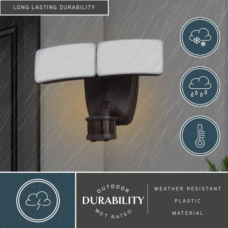 Zeta 2 Light LED Outdoor Motion Sensor Adjustable Security Flood Light Bronze - 11.5-in W x 8-in H x 6.5-in D