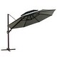 preview thumbnail 9 of 35, Luxury Patio Cantilever Umbrella with Round Double Top Dark Gray