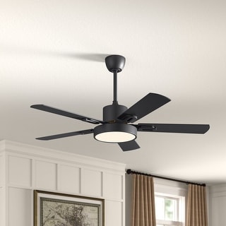 GetLedel 52-inch Modern 5-Blade Black Ceiling Fan with LED Light Kit and Remote