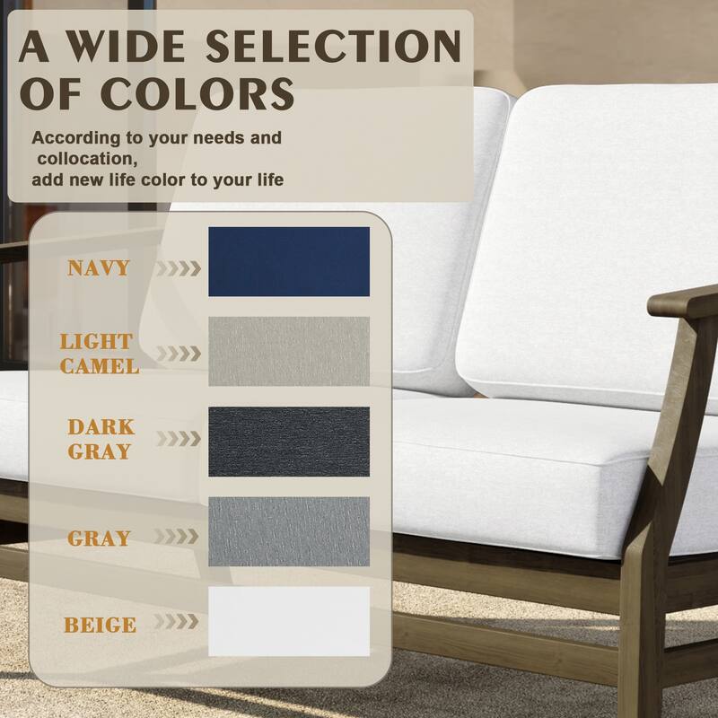 Outdoor Teak Wood Loveseat Sofa with Water-Resistant Cushions