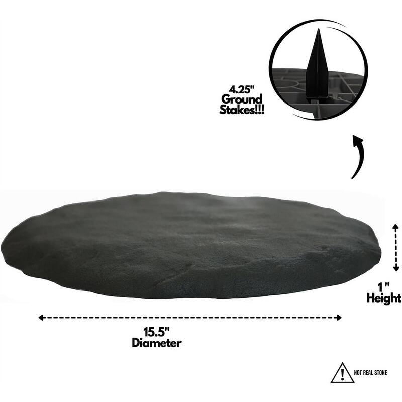 15.5" Circular Stepping Stones, Slate Grey Resin Pavers for Garden Walkway